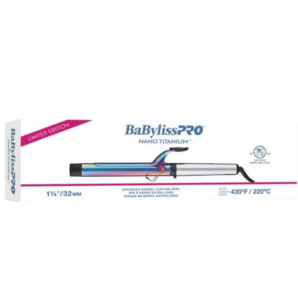 BaBylissPRO Iridescent Nano Titanium 1.25" Extended Barrel Curling Iron